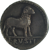 Rückseite eines republikanischen Denars 76 bc